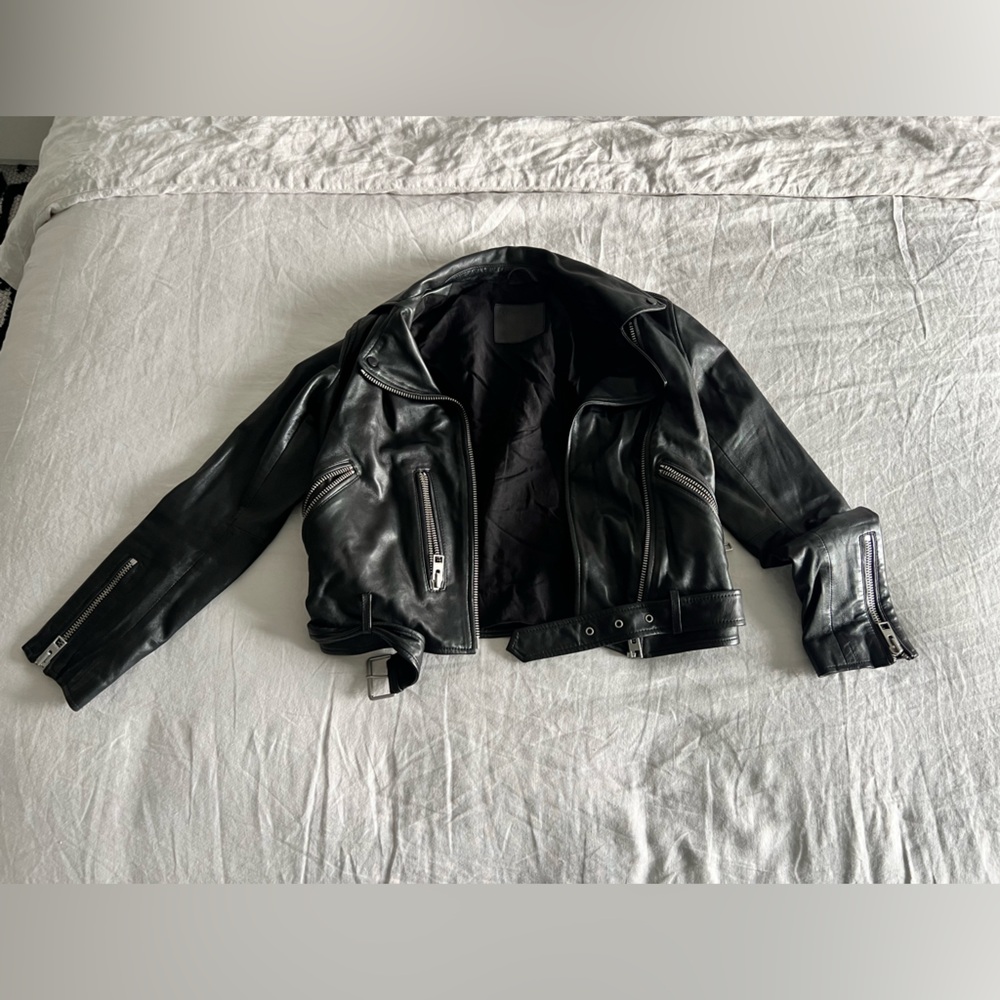 All Saints Black Leather Biker Jacket